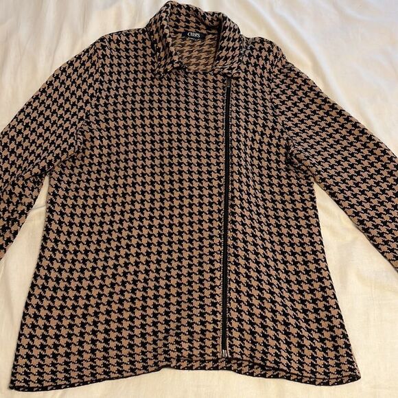 CHAPS Ladies Brown/black front zip sweater - Picture 3 of 7